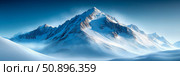 A Majestic Alpine Peak Dominating a Pristine Winter Landscape Under a Clear Blue Sky, Concept: Natural Beauty, Purpose: Digital Wallpaper, Calendar Art. Стоковое AI-изображение, AI-художник Данила Большаков / Фотобанк Лори