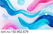 Serene Abstract Art: Pastel Waves in Blue and Pink, Evoking Calmness and Fluidity, Suitable for Wall Decor or Digital Graphic. Стоковое AI-изображение, AI-художник Данила Большаков / Фотобанк Лори
