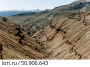 Landscape of Dagestan mountains, mountain range in haze summer Russia. Стоковое фото, фотограф Spirit River / Фотобанк Лори