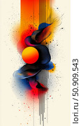 Dynamic Abstract Composition with Sphere and Linear Elements, Vibrant Color Gradients. Стоковое AI-изображение, AI-художник Данила Большаков / Фотобанк Лори