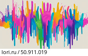 Colorful Hands: Abstract expressionist print on canvas for wall art, design for print, card, poster. Стоковое AI-изображение, AI-художник Данила Большаков / Фотобанк Лори