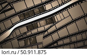 Vintage film strips intersecting, overlapping sepia toned photographs, creating nostalgic backdrop reflecting classic cinematic memory preservation. Стоковое AI-видео, аниматор Данил Руденко / Фотобанк Лори