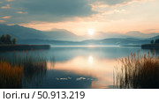 reflective calm landscape water ai generated. Стоковое AI-изображение, AI-художник Vectorwin / Фотобанк Лори