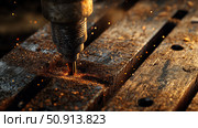 carpentry drilling wood ai generated. Стоковое AI-изображение, AI-художник Vectorwin / Фотобанк Лори