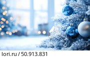 wreath blue and white christmas ai generated. Стоковое AI-изображение, AI-художник Vectorwin / Фотобанк Лори