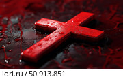 christianity cross red ai generated. Стоковое AI-изображение, AI-художник Vectorwin / Фотобанк Лори