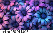 periwinkle blue and purple flowers ai generated. Стоковое AI-изображение, AI-художник Vectorwin / Фотобанк Лори