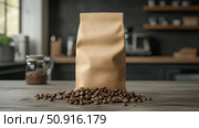 grind coffee bag ai generated. Стоковое AI-изображение, AI-художник Vectorwin / Фотобанк Лори
