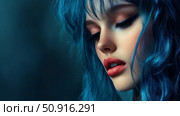 dye woman blue hair ai generated. Стоковое AI-изображение, AI-художник Vectorwin / Фотобанк Лори