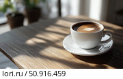 brew coffee cup on a table ai generated. Стоковое AI-изображение, AI-художник Vectorwin / Фотобанк Лори