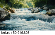 confluence river split water ai generated. Стоковое AI-изображение, AI-художник Vectorwin / Фотобанк Лори