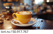 cappuccino coffee welcome ai generated. Стоковое AI-изображение, AI-художник Vectorwin / Фотобанк Лори