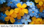 daffodil yellow and blue flowers ai generated. Стоковое AI-изображение, AI-художник Vectorwin / Фотобанк Лори
