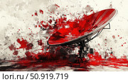 broadcast disintegrating tech satellite dish ai generated. Стоковое AI-изображение, AI-художник Vectorwin / Фотобанк Лори