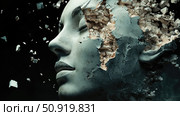 erosion disintegrating human face ai generated. Стоковое AI-изображение, AI-художник Vectorwin / Фотобанк Лори