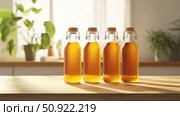 probiotic kombucha bottles ai generated. Стоковое AI-изображение, AI-художник Vectorwin / Фотобанк Лори