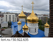 Golden domes of the Epiphany Cathedral in the center of Kazan, Russia. Стоковое фото, фотограф Алексей Кузнецов / Фотобанк Лори