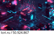 qubit morphing quantum code ai generated. Стоковое AI-изображение, AI-художник Vectorwin / Фотобанк Лори