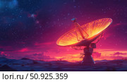 broadcast illuminating satellite dish ai generated. Стоковое AI-изображение, AI-художник Vectorwin / Фотобанк Лори