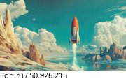 gravity floating rocket ai generated. Стоковое AI-изображение, AI-художник Vectorwin / Фотобанк Лори