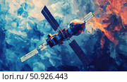 orbit flowing satellite ai generated. Стоковое AI-изображение, AI-художник Vectorwin / Фотобанк Лори
