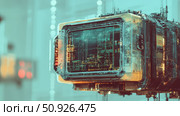 digital glitching futuristic device ai generated. Стоковое AI-изображение, AI-художник Vectorwin / Фотобанк Лори