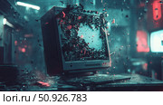 teardown disintegrating desktop computer ai generated. Стоковое AI-изображение, AI-художник Vectorwin / Фотобанк Лори