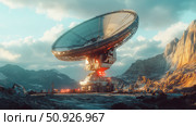 frequency replicating tech satellite dish ai generated. Стоковое AI-изображение, AI-художник Vectorwin / Фотобанк Лори