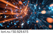 wavefunction zooming quantum particle ai generated. Стоковое AI-изображение, AI-художник Vectorwin / Фотобанк Лори