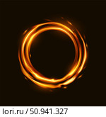 Glowing Fiery Ring on Dark Background. Стоковая иллюстрация, иллюстратор Андрей Апоев / Фотобанк Лори