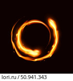 Glowing Fire Circle on Dark Background. Стоковая иллюстрация, иллюстратор Андрей Апоев / Фотобанк Лори