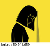 Это метафора творческого кризиса и тупика. Фигура человека, упирающегося лбом в стену, символизирует безнадежность и неспособность найти выход из сложной ситуации. Стоковое AI-изображение, AI-художник Ирина Першина / Фотобанк Лори