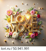 Golden Love More Rendered With Flowers. Generative AI. Стоковое AI-изображение, AI-художник Roman Zavorotny / Фотобанк Лори