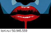 Abstract depiction of a mouth with vibrant red lipstick. Стоковое AI-изображение, AI-художник Данила Большаков / Фотобанк Лори