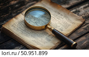 enlarge document magnifying glass ai generated. Стоковое AI-изображение, AI-художник Vectorwin / Фотобанк Лори