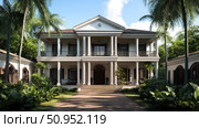 architecture colonial style house ai generated. Стоковое AI-изображение, AI-художник Vectorwin / Фотобанк Лори
