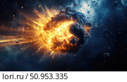 orbit exploding satellite ai generated. Стоковое AI-изображение, AI-художник Vectorwin / Фотобанк Лори