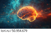 connectome emerging brain ai generated. Стоковое AI-изображение, AI-художник Vectorwin / Фотобанк Лори
