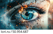 degeneration disintegrating eye ai generated. Стоковое AI-изображение, AI-художник Vectorwin / Фотобанк Лори
