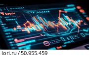 Concept: Stock market analysis, Purpose: Business presentation, chart showcasing financial data trends and trading insights. Стоковое AI-изображение, AI-художник Данила Большаков / Фотобанк Лори