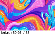 Vibrant Abstract Flora: Fluid Colorful Shapes and Botanical Elements. Стоковое AI-изображение, AI-художник Данила Большаков / Фотобанк Лори