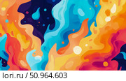 Fluid Abstract: Dynamic Swirls and Orbs in Warm and Cool Tones, Modern Art. Стоковое AI-изображение, AI-художник Данила Большаков / Фотобанк Лори