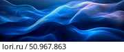 Mesmerizing digital fluid wave pattern in luminous deep blue and purple hues, abstract motion stream for modern tech presentation or tranquil screen saver. Стоковое AI-изображение, AI-художник Данила Большаков / Фотобанк Лори