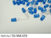 Blue LED lamps. A scattering of electronic elements. Light-emitting diodes. Стоковое фото, фотограф Valeriy Lushchikov / Фотобанк Лори