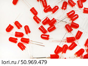 Red LED lamps. A scattering of electronic elements. Light-emitting diodes. Стоковое фото, фотограф Valeriy Lushchikov / Фотобанк Лори