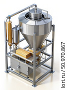 Industrial Conic Barley Steeping Machine for Brewing. Generative AI. Стоковое AI-изображение, AI-художник Roman Zavorotny / Фотобанк Лори