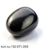 Black Obsidian Stone on a White Background. Generative AI. Стоковое AI-изображение, AI-художник Roman Zavorotny / Фотобанк Лори