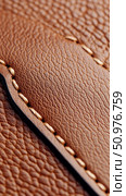Close-up of Brown Leather Texture with Stitching: A Detailed Look at Luxury Material. Стоковое AI-изображение, AI-художник Данила Большаков / Фотобанк Лори