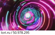 Dynamic neon tunnel burst with vivid light trails and pulsating energy. Стоковое AI-видео, аниматор Владимир Федоров / Фотобанк Лори
