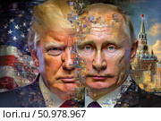 Владимир Путин и Дональд Трамп. Стоковое AI-изображение, AI-художник Щеголева Ольга / Фотобанк Лори